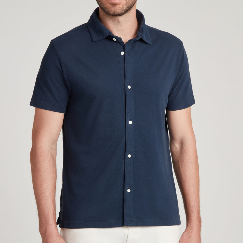 CAMICIA UOMO IN PIQUET TINTO CAPO “STORICA” BLU – UNLIMITED