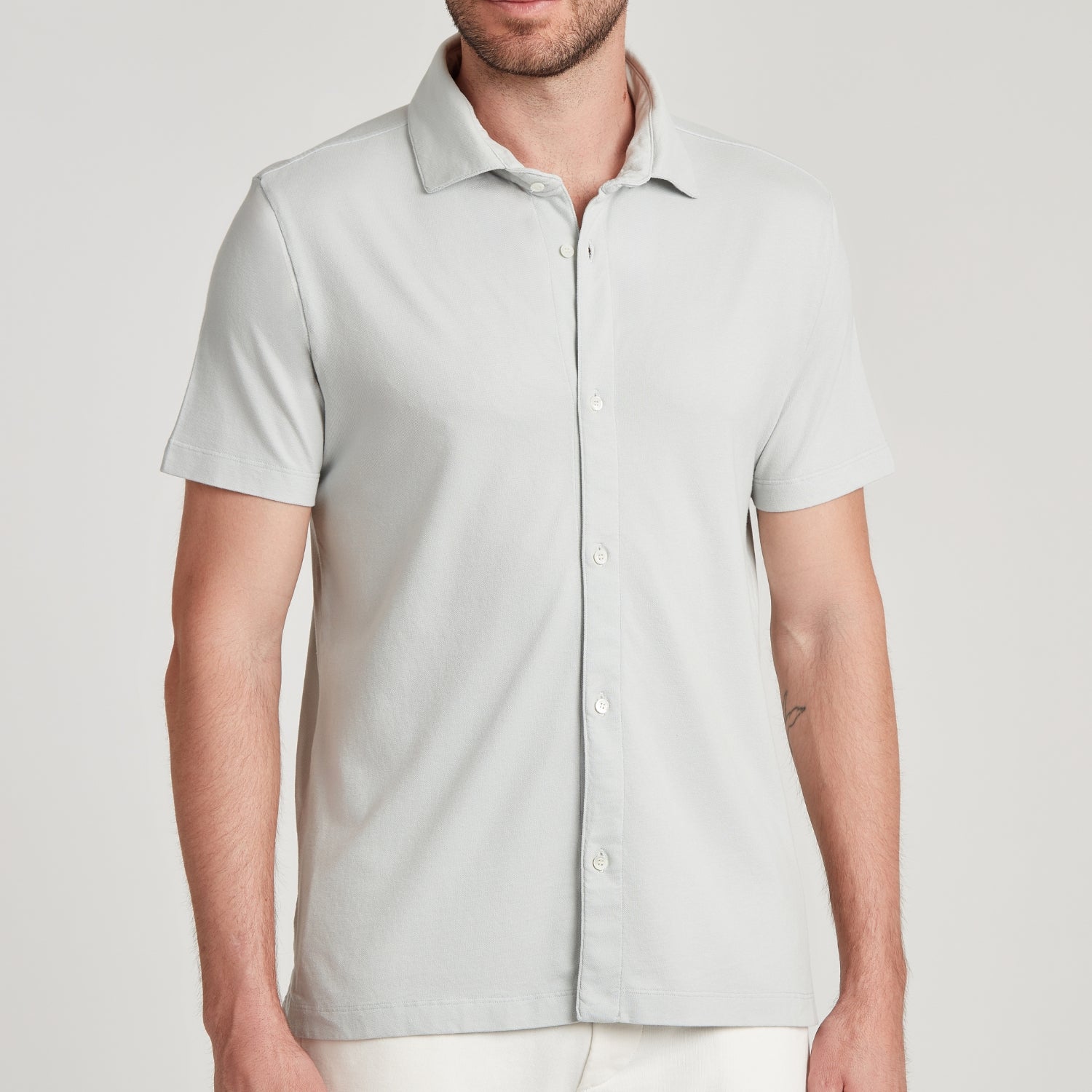 CAMICIA UOMO IN PIQUET TINTO CAPO “STORICA” PERLA – UNLIMITED