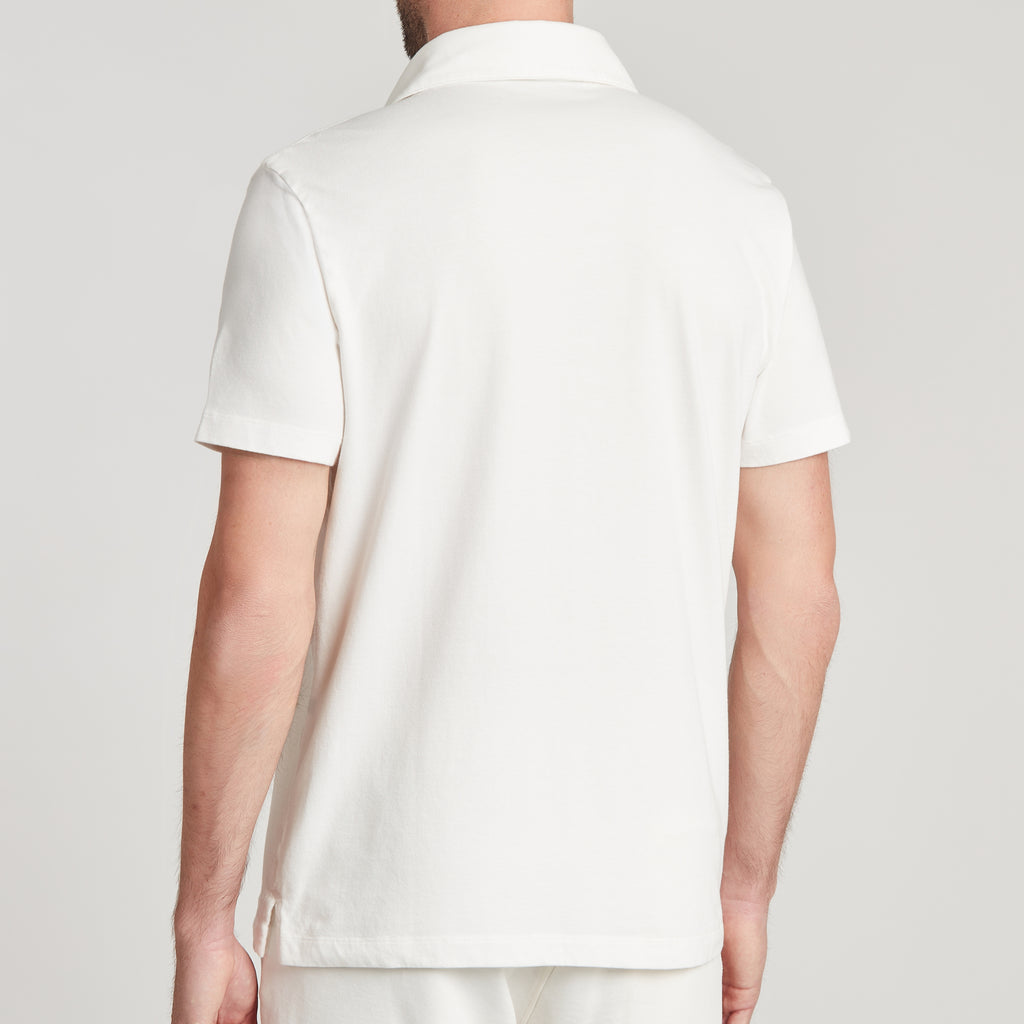 Polo uomo bianco in micro piquet tinta in capo, design veneziano e comfort premium