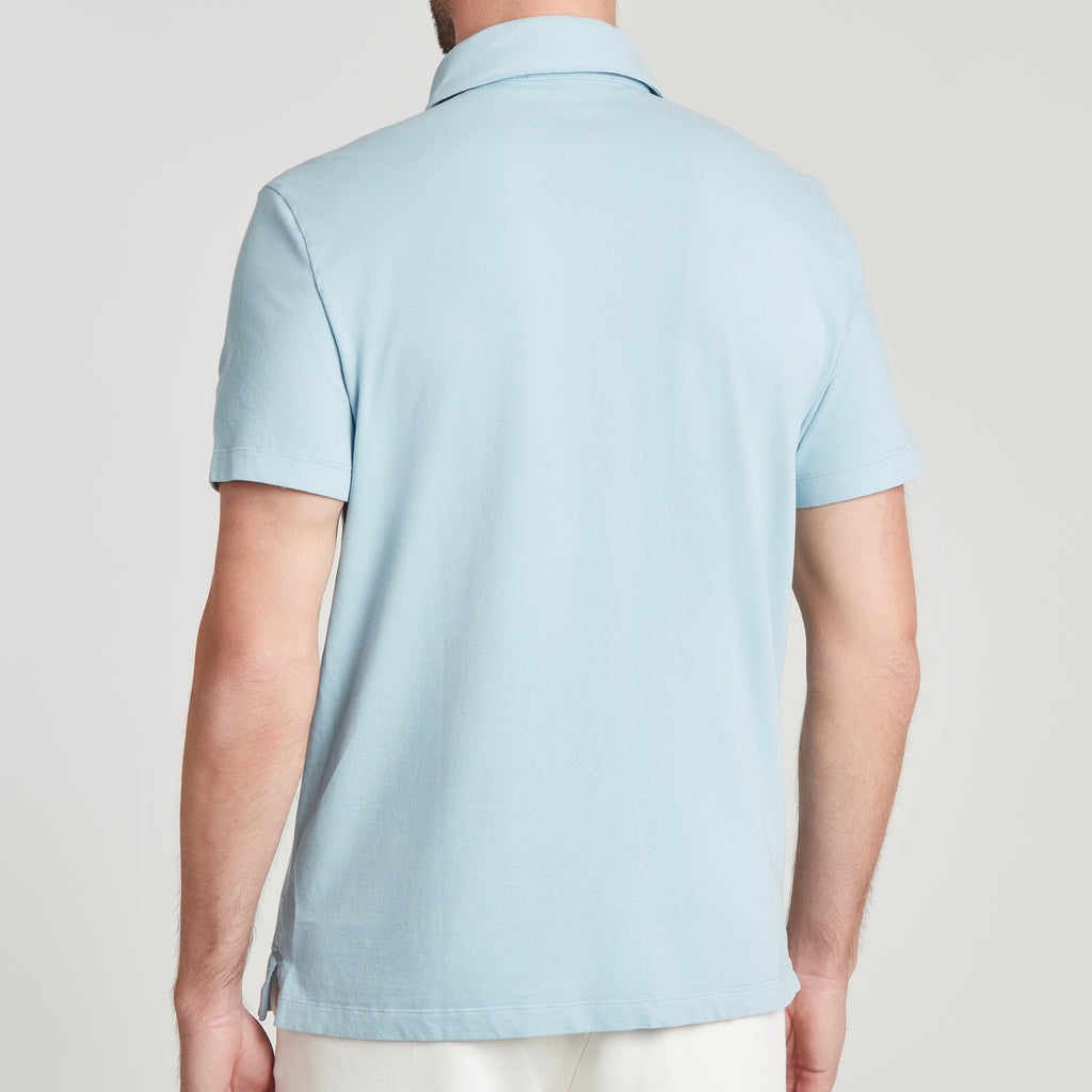 Polo uomo in micro piquet tinta in capo, design veneziano, manifattura italiana, comfort premium