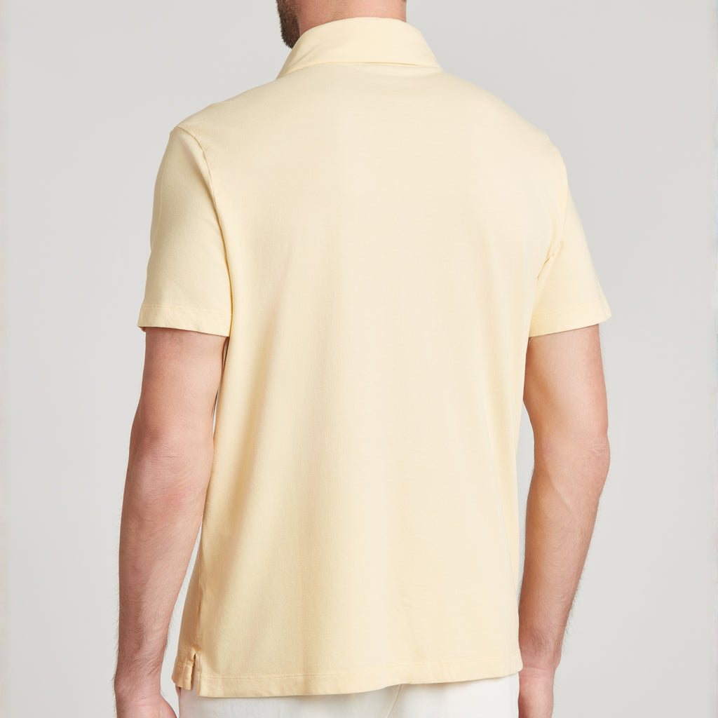 Polo uomo giallo in micro piquet tinta in capo, design veneziano e comfort premium