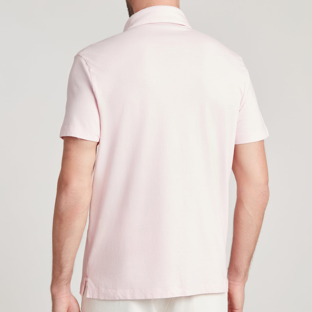 Polo uomo rosa in micro piquet tinta in capo, design veneziano e comfort premium