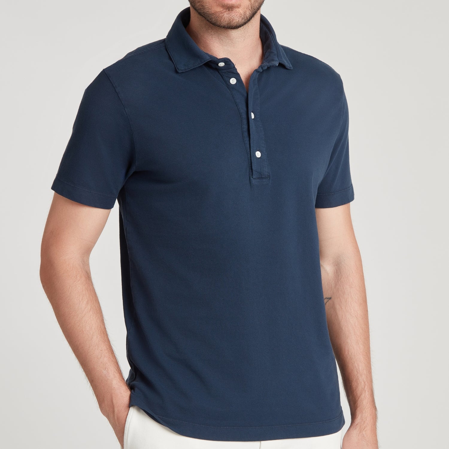 POLO UOMO IN MICRO PIQUET TINTO CAPO “BAUTA” BLU – UNLIMITED