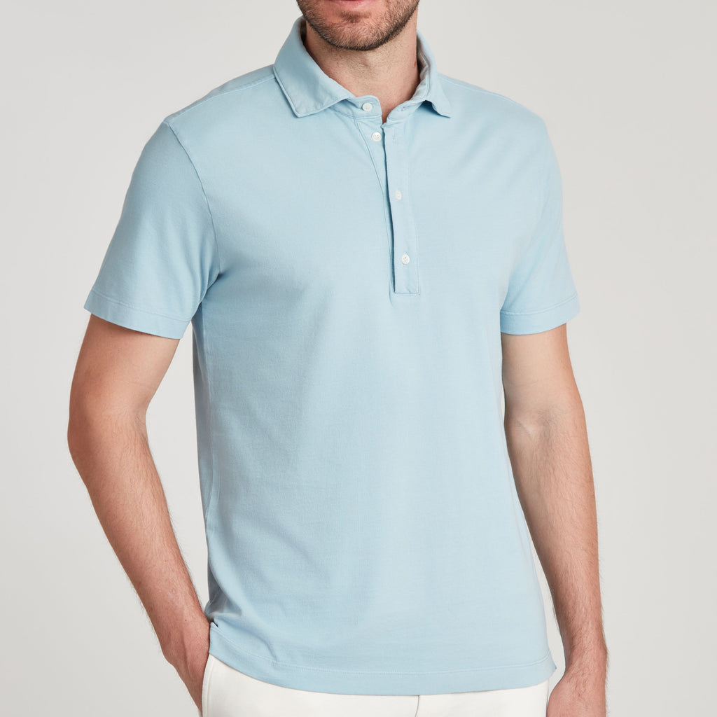Polo uomo in micro piquet tinta in capo, design veneziano e comfort premium