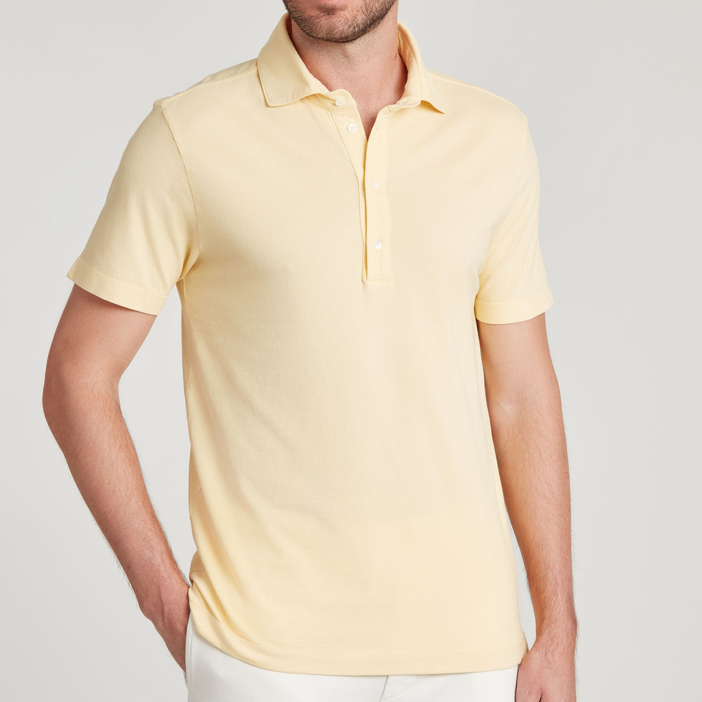 Polo uomo giallo in micro piquet tinta in capo, design veneziano e comfort premium