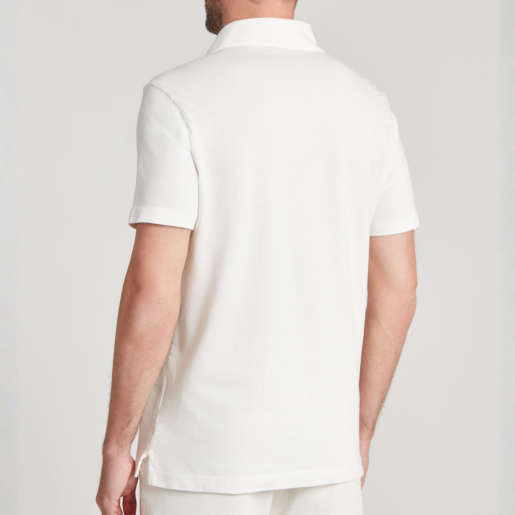 Polo uomo bianco in micro piquet, design veneziano, manifattura italiana, comfort premium