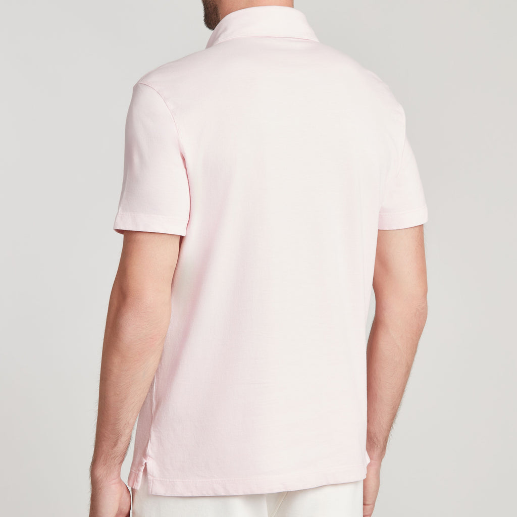 Polo uomo rosa in micro piquet tinta in capo, design veneziano e comfort premium
