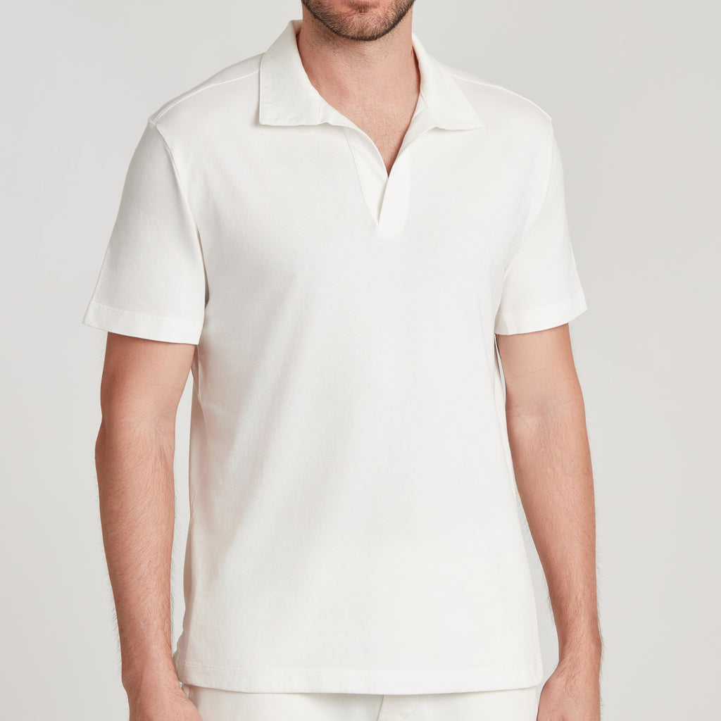 Polo uomo bianca in micro piquet tinta in capo, design veneziano e comfort premium