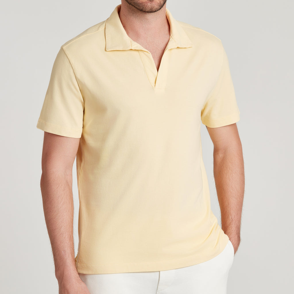 Polo uomo giallo in micro piquet tinta in capo, design veneziano e comfort premium