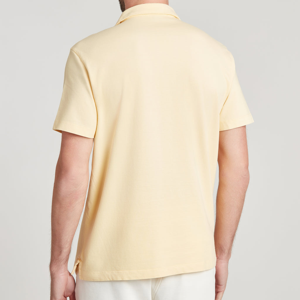 Polo uomo giallo in micro piquet tinta in capo, design veneziano, manifattura italiana
