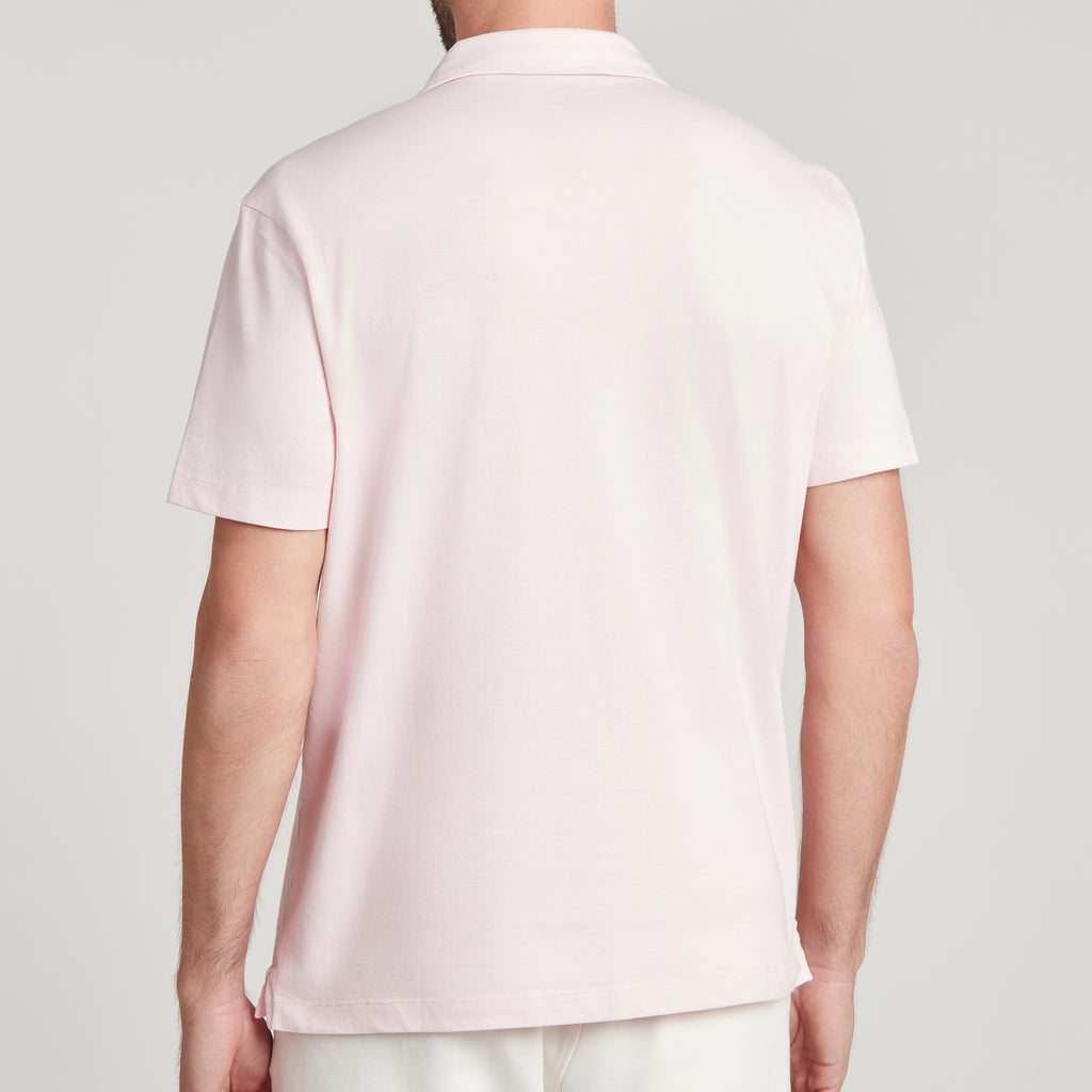 Polo uomo rosa in micro piquet tinta in capo, design veneziano e comfort premium