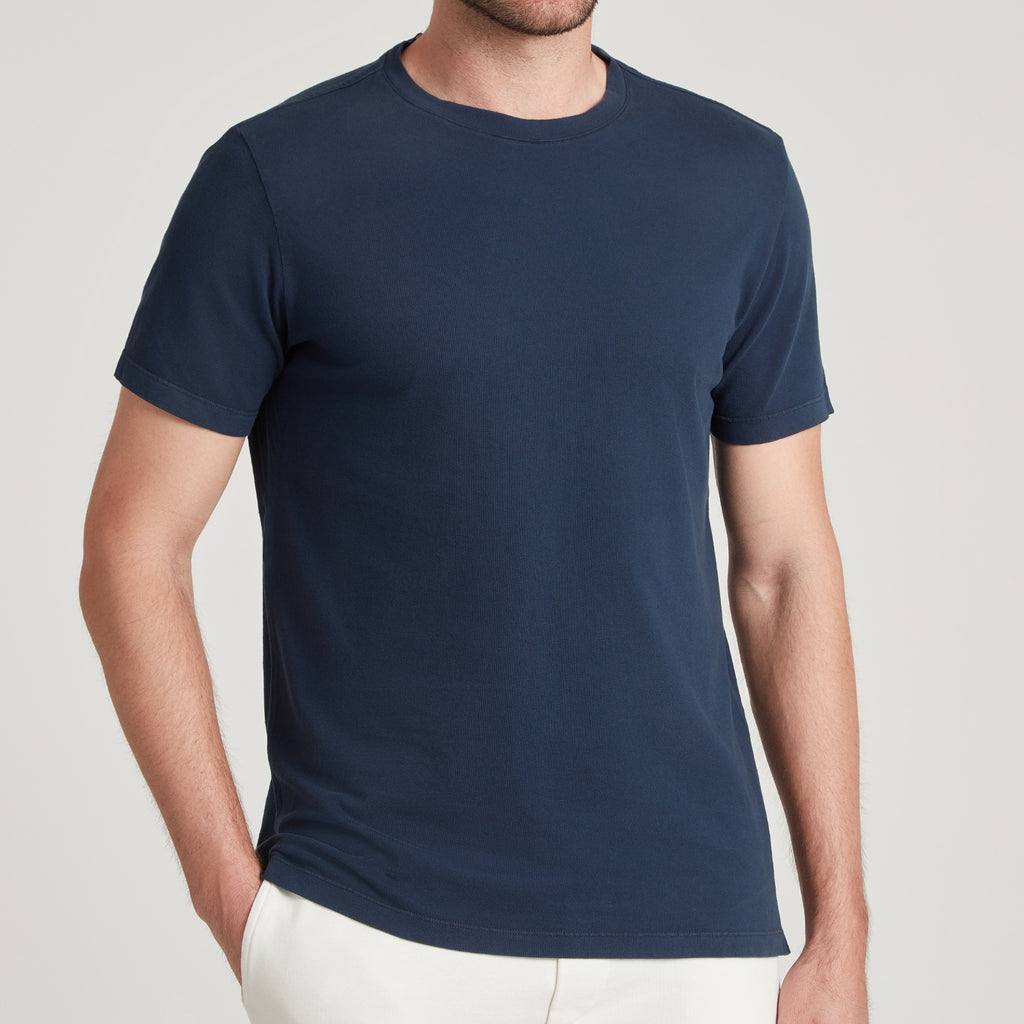 T-shirt uomo in micro piquet tinta in capo, design veneziano, manifattura italiana, comfort premium