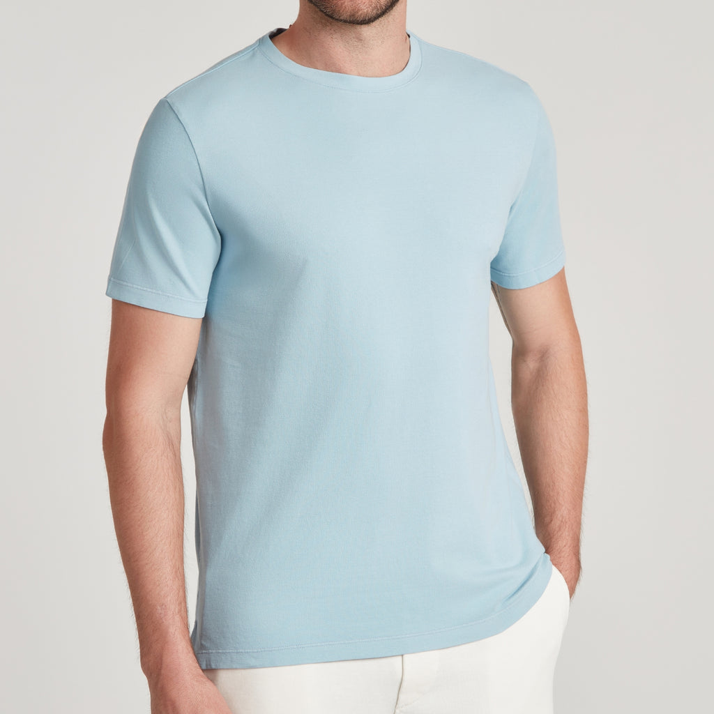 T-shirt uomo in micro piquet tinta in capo, design veneziano, manifattura italiana, comfort premium