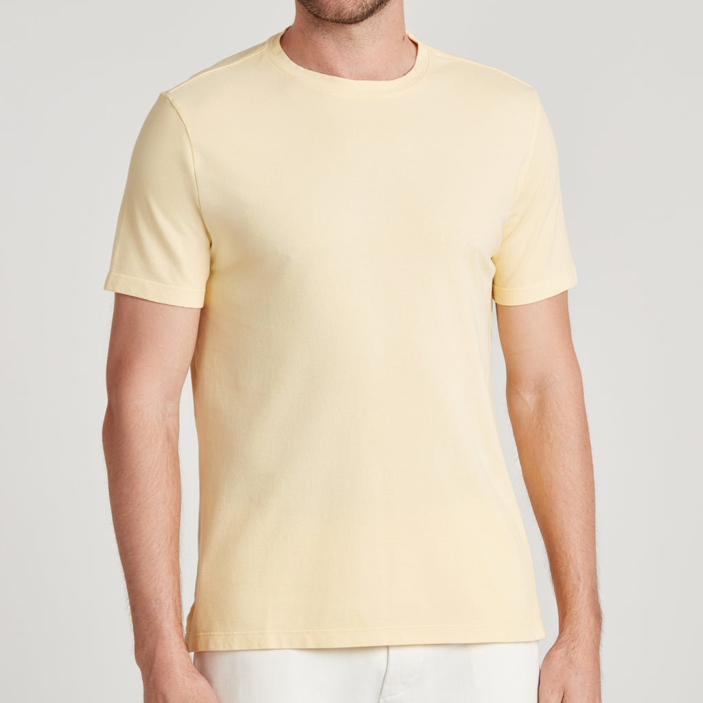 T-shirt uomo giallo chiaro in micro piquet tinta in capo, design veneziano e comfort premium