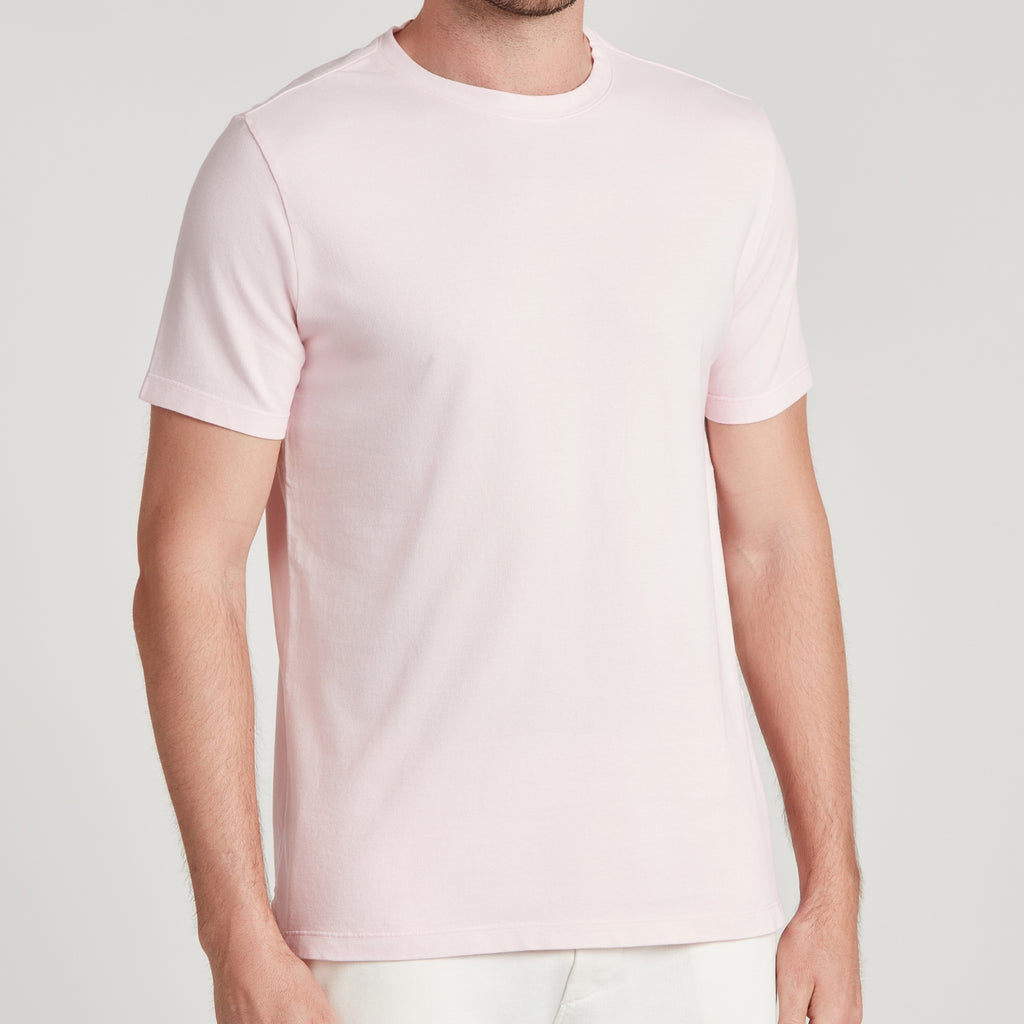 T-shirt uomo rosa in micro piquet tinta in capo, design veneziano e comfort premium