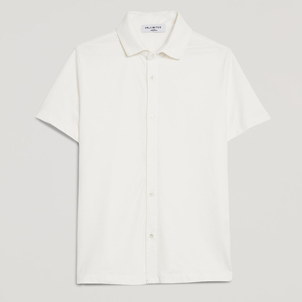 Camicia bianca uomo in micro piquet tinta in capo, design veneziano e manifattura italiana