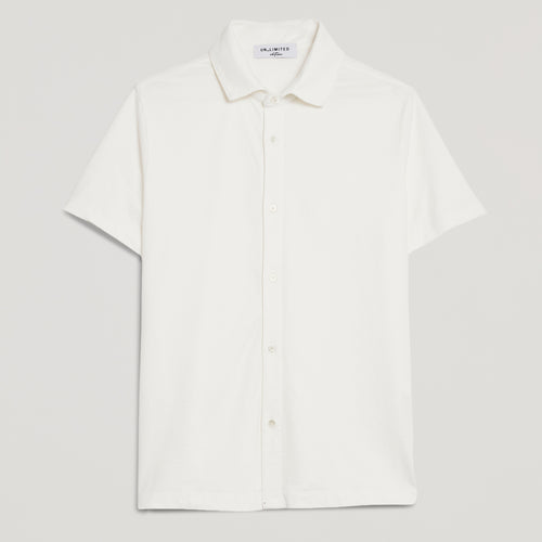 Camicia bianca uomo in micro piquet tinta in capo, design veneziano e manifattura italiana