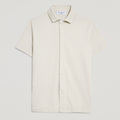 Camicia uomo in micro piquet tinta in capo, design veneziano, manica corta, colore crema