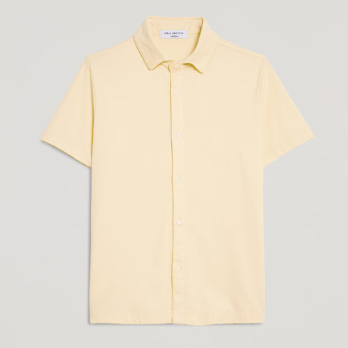 Camicia uomo gialla in micro piquet tinta in capo, design veneziano, manifattura italiana