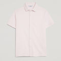 Camicia uomo rosa in micro piquet tinta in capo, design veneziano, manica corta, bottoni frontali