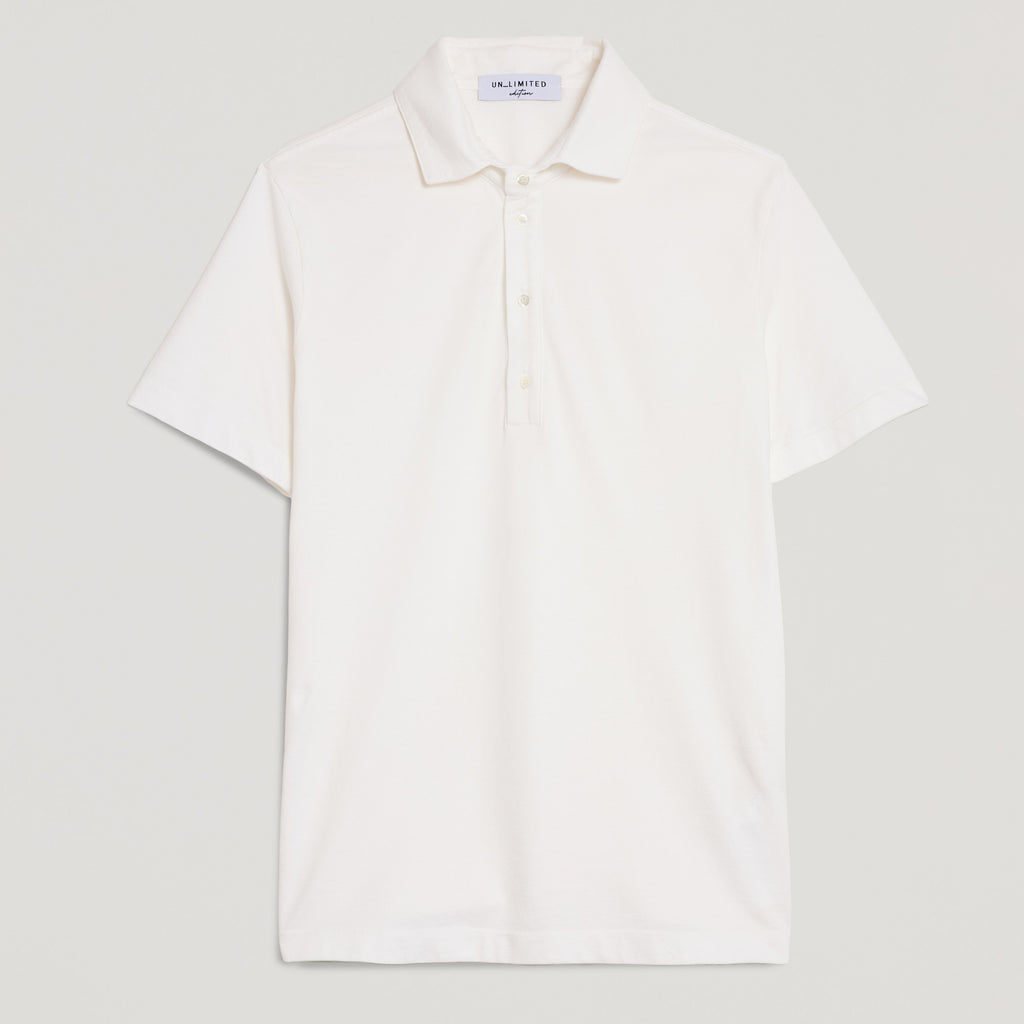 Polo uomo bianco in micro piquet tinta in capo, design veneziano, manifattura italiana