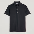 Polo uomo nero in micro piquet tinta in capo, design veneziano, manifattura italiana, comfort premium