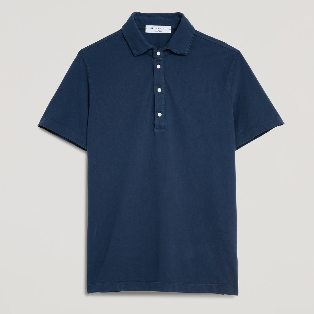 Polo uomo in micro piquet tinta in capo, design veneziano, manifattura italiana, comfort premium