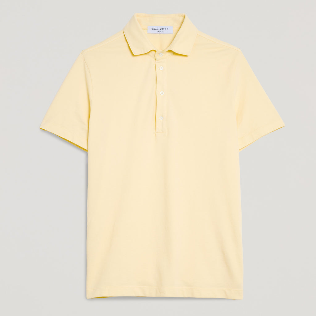Polo uomo giallo in micro piquet tinta in capo, design veneziano, manifattura italiana