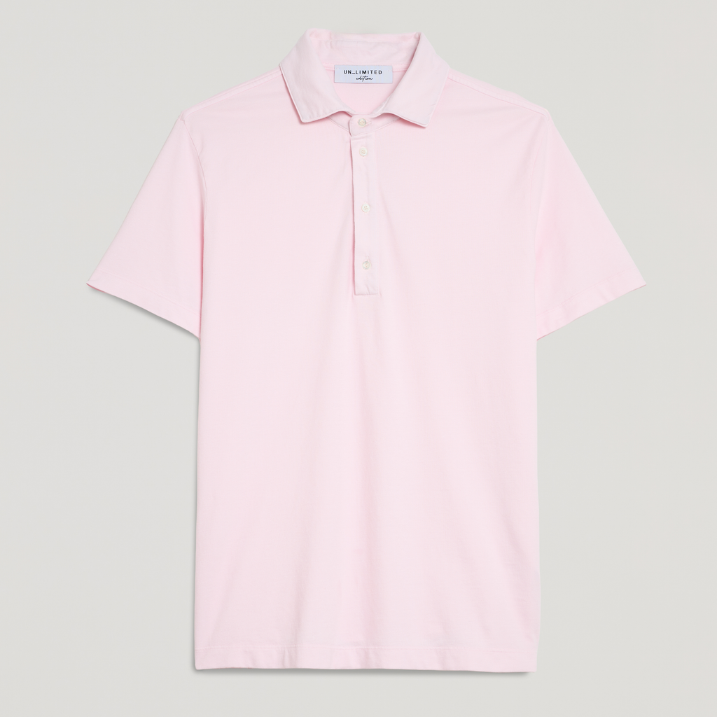 Polo uomo in micro piquet tinta in capo, design veneziano e manifattura italiana, colore rosa