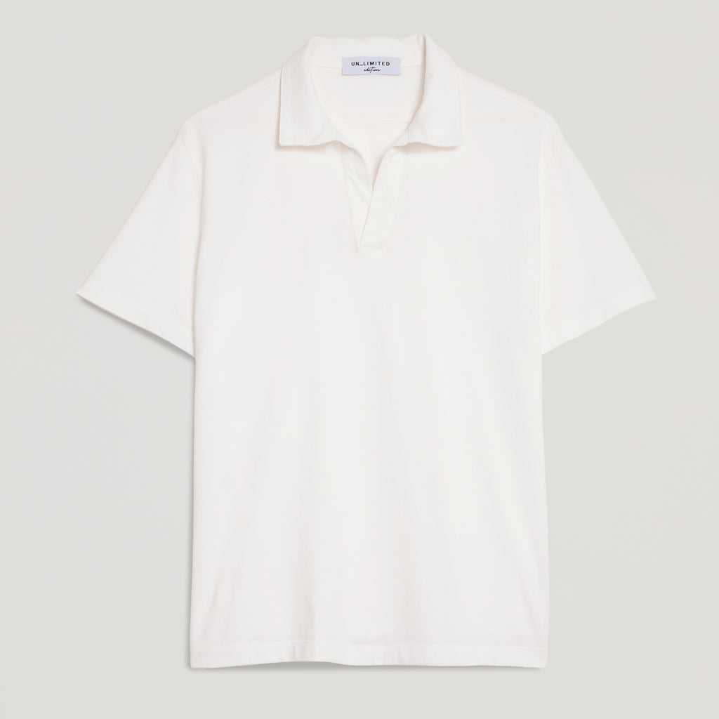 Polo uomo bianco in micro piquet tinta in capo, design veneziano, manifattura italiana