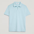 Polo uomo in micro piquet tinta in capo, design veneziano e manifattura italiana, colore azzurro chiaro