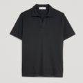 Polo uomo nero in micro piquet tinta in capo, design veneziano, manifattura italiana
