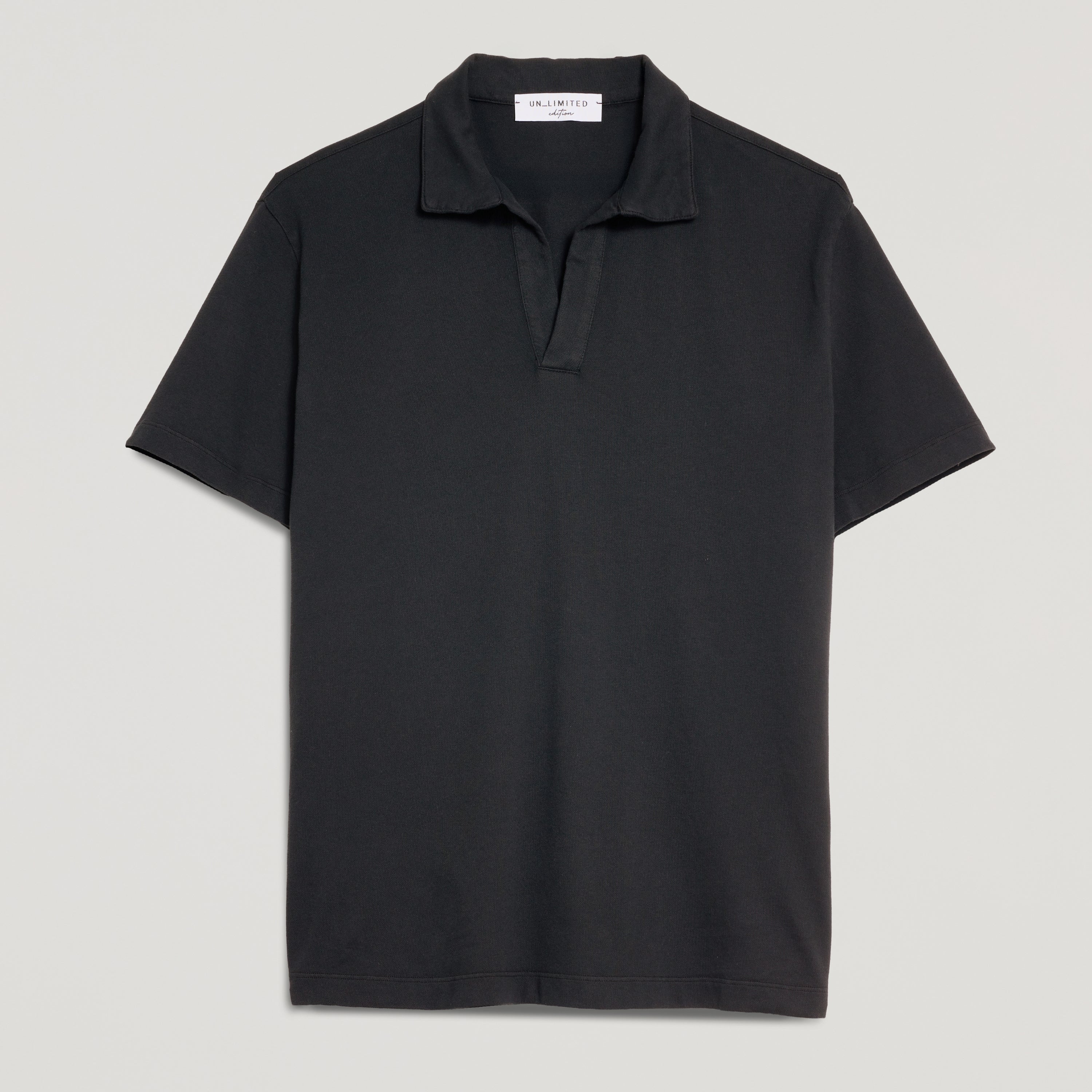 Polo uomo nero in micro piquet tinta in capo, design veneziano, manifattura italiana
