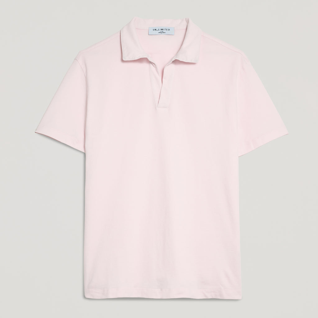 Polo uomo rosa in micro piquet tinta in capo, design veneziano, manifattura italiana, comfort premium