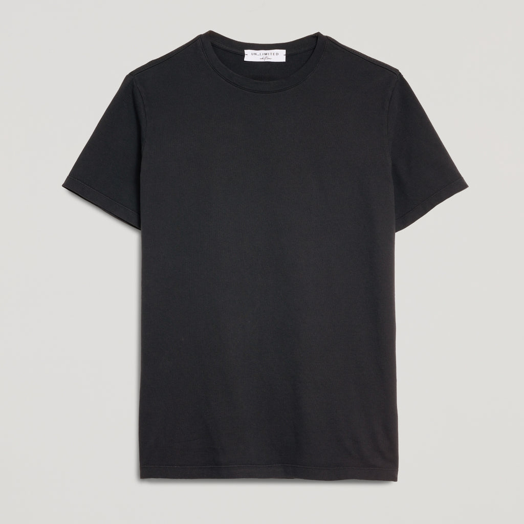 T-shirt uomo nera in micro piquet tinta in capo, design veneziano e manifattura italiana