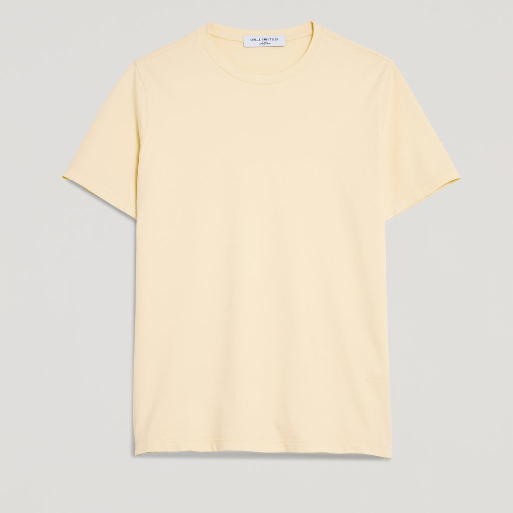 T-shirt uomo giallo chiaro in micro piquet tinta in capo, design veneziano e manifattura italiana
