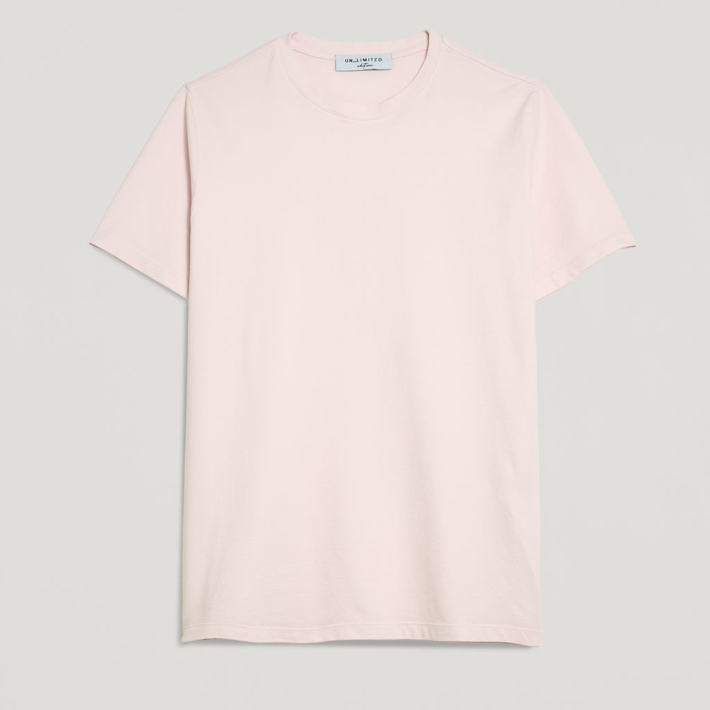 T-shirt uomo rosa in micro piquet tinta in capo, design veneziano e comfort premium